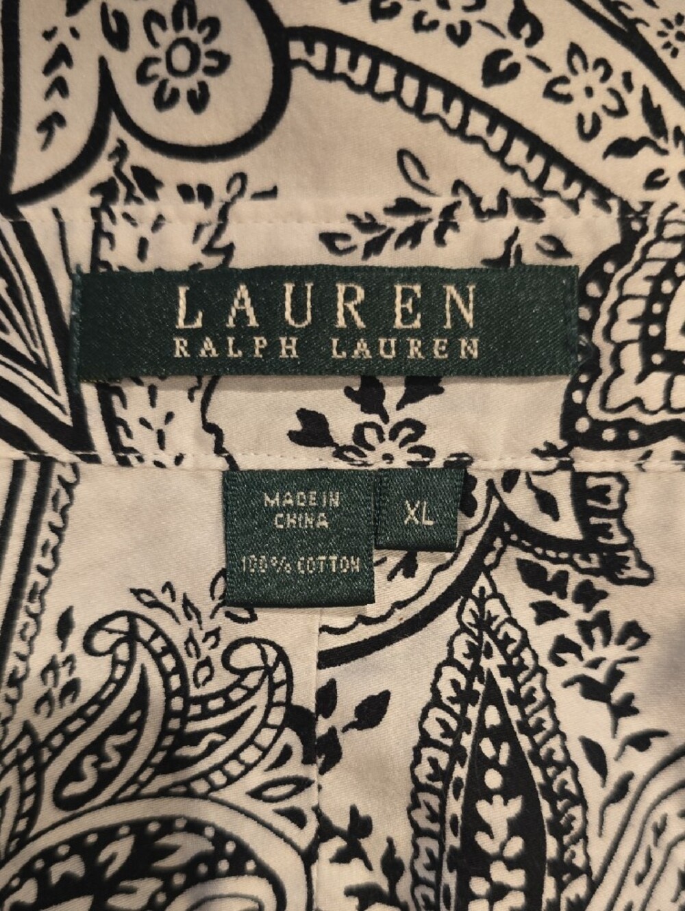 Ralph Lauren White and Black Paisley Button-Down Shirt - Picture 2 of 2